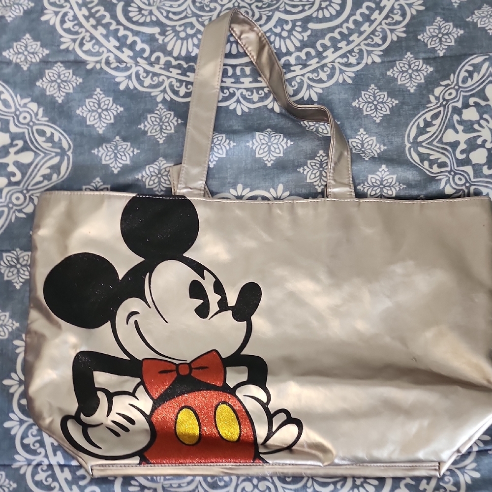 Disney Parks Mickey Mouse Silver Tote Bag